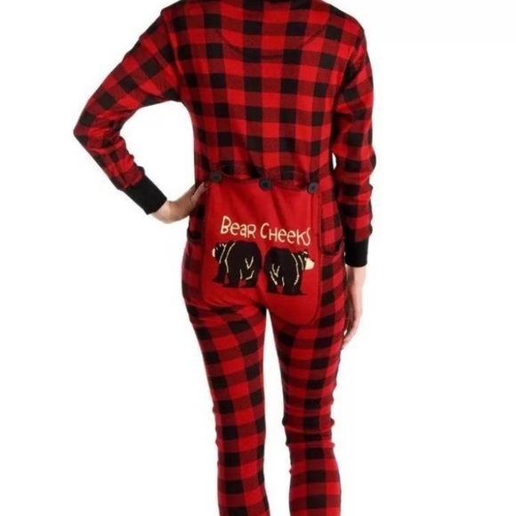 Lazy One Onesie Bear cheeks Buffalo plaid onesie with bum flap XL - Picture 4 of 16